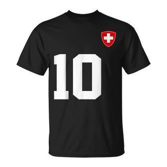 Switzerland 10 Sport Enthusiast Swiss Flag Suisse Fan Jersey T-Shirt - Seseable