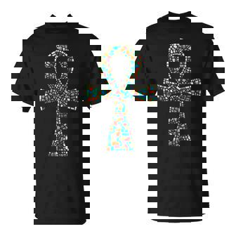Symbole De La Clé Deie De L'égypte Ankh Dans Un Style Mosaïque T-Shirt - Cadeauxyz