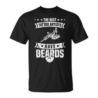 Tattoo Shop Tattooed Ink Tattooing Bearded Tattoo Artist T-Shirt - Monsterry