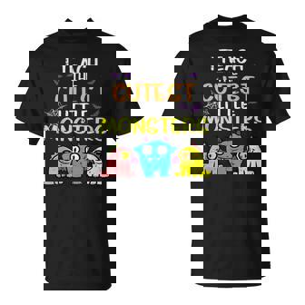 I Teach Cutest Little Monsters Halloween Teacher Women T-Shirt - Thegiftio UK