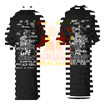 Make Thanksgiving Great Again Autumn Fall Leaves Trump T-Shirt - Thegiftio UK
