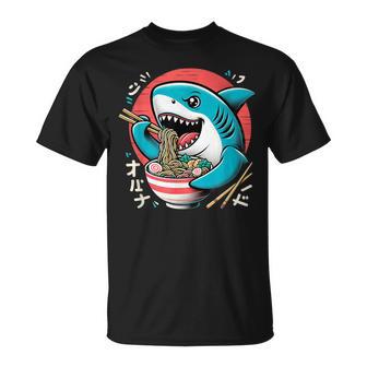 Tiburón Comiendo Fideos Japoneses Ramen Kawaii Neko Camiseta unisex - Regaloses