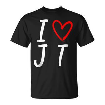 Timberlake Personalized Name I Love Jt Heart Jt T-Shirt - Monsterry UK