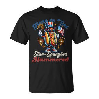 Time To Get Star Spangled Hammered Hotdog 4Th Of July T-Shirt - Monsterry DE