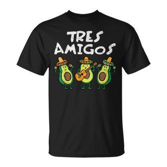 Tres Amigos Avocados Guac Cinco De Mayo Fiesta Mexicanegan T-Shirt - Seseable