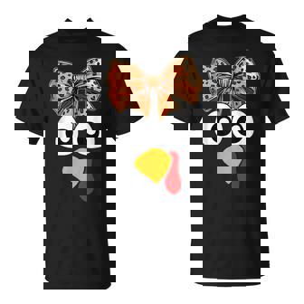 Turkey Face Coquette Bow Leopard Thanksgiving Pilgrim T-Shirt - Monsterry