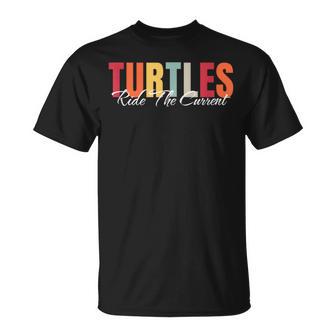 Turtles Ride The Current Colorful Ocean World Turtle Lover T-Shirt - Monsterry