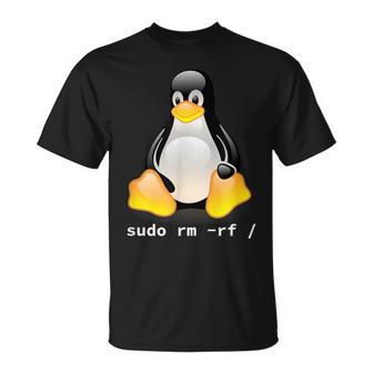 Tux Linux Penguin Sudo Rm -Rf Computer Science T-Shirt - Geschenkecke