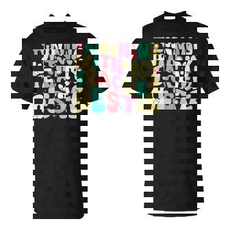 Twinning With My Teacher Bestie Matching Teachers Groovy T-Shirt - Thegiftio UK