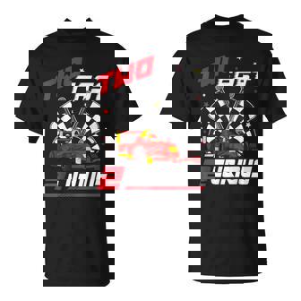 Two Fast 2 Curious Racing 2Nd Birthday Pit Crew 2Yr Year Old T-Shirt | Mazezy