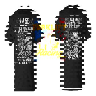 Usa Forklift Racing Team Forklift Operator T-Shirt - Monsterry