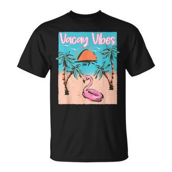 Vacay Vibes Beach Flamingo Summer Vacation T-Shirt - Monsterry CA