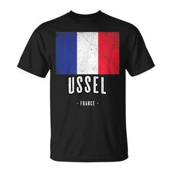 Ville De Ussel France Fr Drapeau Français T-Shirt - Cadeauxyz