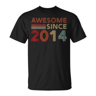 Vintage Awesome Since 2014 Retro Classic Birthday Est 2014 T-Shirt - Thegiftio UK