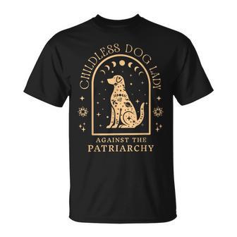 Vintage Childless Dog Lady Against Patriarchy Feminist Dog T-Shirt - Thegiftio UK