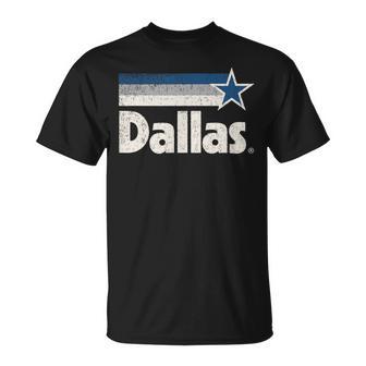 Vintage Dallas Texas City Strong Dallas Tx Blue Stripes Star T-Shirt - Geschenkecke