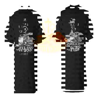 Vintage Style Coffee And Croissant Morning Person T-Shirt - Monsterry