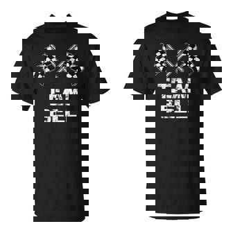 Vintage Team Bell Family Name Checkered Flag Racing T-Shirt - Monsterry