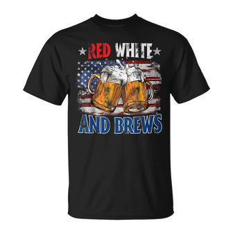 Vintage Usa Beer Drinking Fourth Of July Red White And Brew T-Shirt - Monsterry UK