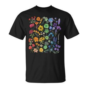 Vintage Wildflower Lgbtq Floral Rainbow Flower Pride Lgbt T-Shirt - Monsterry AU