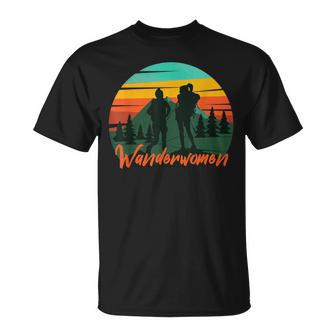 Wanderwomen Wanderwoman Wanderlust Woman Hiking Saying Hiking T-Shirt - Geschenkecke