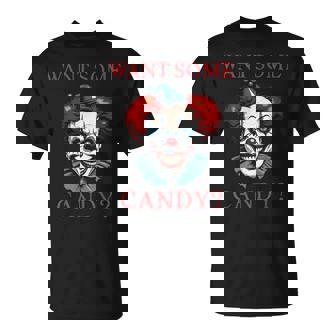 Want Some Candy Scary Evil Clown Halloween Costume T-Shirt - Thegiftio UK