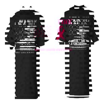 I Wear Pink For My Mom Breast Cancer Awareness American Flag T-Shirt - Monsterry