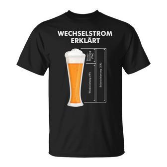 Wechselstromerklärt Bier Elektriker Technik Elektrotechnik T-Shirt - Geschenkecke