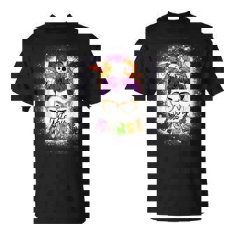 Witchy Nurse Halloween Nurselife Messy Bun Bleached T-Shirt - Monsterry