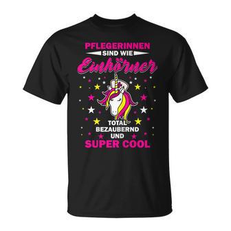 Women's Nursing Unicorn Care Altenpfleger Slogan T-Shirt - Geschenkecke