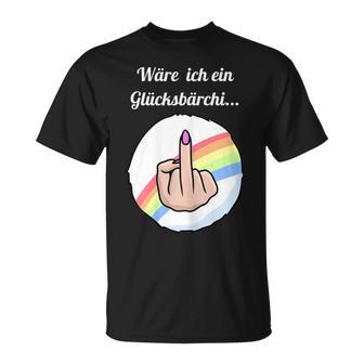 Women's Rainbow Was Ich Ein Glücksbärchi Middle Finger T-Shirt - Geschenkecke