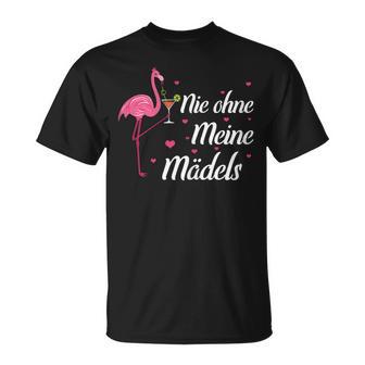 Women's Wine Sparkling Wine Prosecco Saufen Flamingo Nie Ohne Meine Girls T-Shirt - Geschenkecke