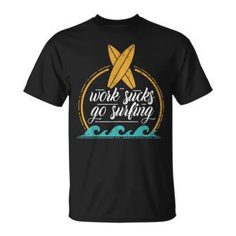 Work Sucks Go Surfing -Intage Surfboard For Women T-Shirt - Geschenkecke