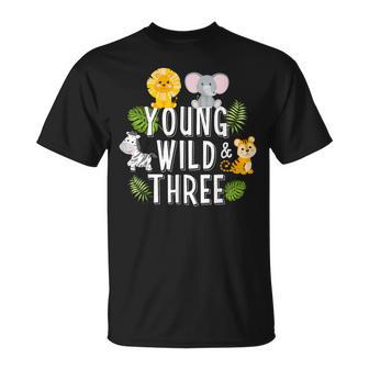 Young Wild And Three Girls 3Rd Birthday For Son Boys T-Shirt - Monsterry