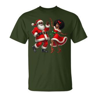 African Santa Mrs Claus Dancing African American Christmas T-Shirt | Mazezy
