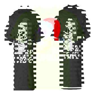 Bah Humbug Skull Santa Hat Christmas Xmas Skeleton T-Shirt - Monsterry