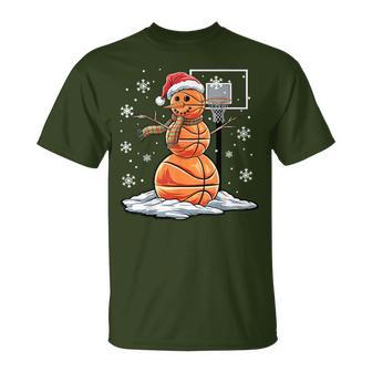 Basketball Snowman Player Santa Hat Christmas T-Shirt - Thegiftio UK