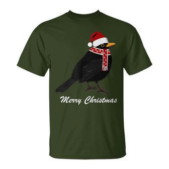 Bird With Red Christmas Hat Scarf Christmas Outfit Bird T-Shirt - Geschenkecke