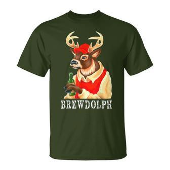 Brewdolph Beer Lovers Christmas Reindeer Christmas Beer Craft Beer T-Shirt - Cadeauxyz