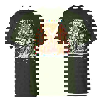 Christmas Gingerbread House Candy Cane X-Mas Pajamas Party T-Shirt | Mazezy