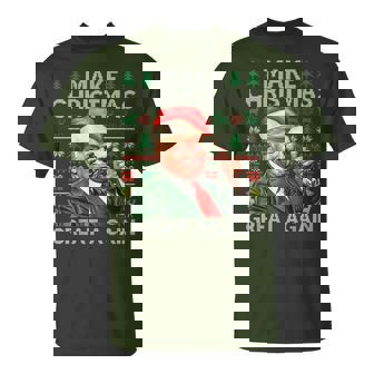 Make Christmas Great Again Trump Xmas Snow Pajama Ugly T-Shirt | Seseable CA