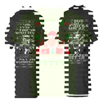 Make Christmas Great Again Trump Xmas Snow Pajama Ugly T-Shirt - Monsterry