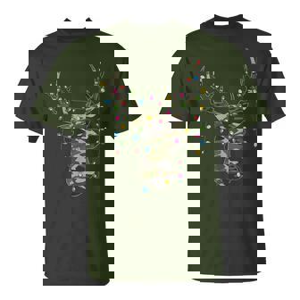 Christmas Holiday Camo Hunting Reindeer Deer Xmas Lights T-Shirt - Thegiftio