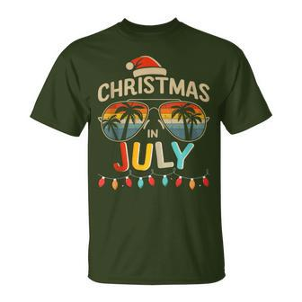 Christmas In July With Vintage Sunglasses For Summer Xmas T-Shirt - Monsterry DE