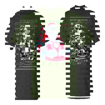 Christmas Santa Claus Kart Racing Ugly Christmas Sweater T-Shirt - Monsterry
