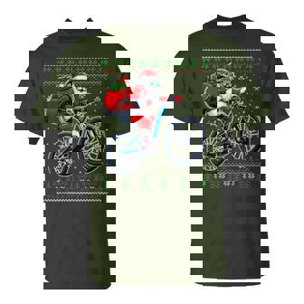 Christmas Santa Mountain Bike Rider Ugly Christmas Sweater T-Shirt - Thegiftio