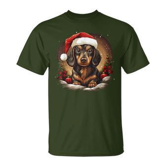 Dachshund With Santa Hat Christmas With Dog T-Shirt - Geschenkecke