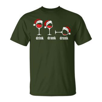 Drink Drank Drunk Wine Glasses Wine Lover Christmas T-Shirt - Geschenkecke