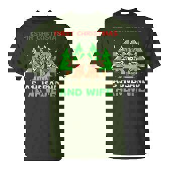 First Christmas As Husband And Wife Married Couple T-Shirt - Monsterry