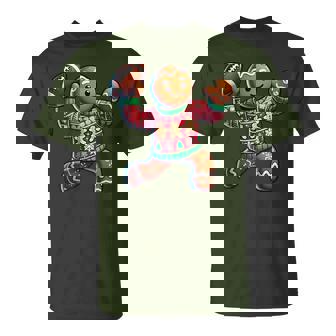 Football Christmas Gingerbread Man Football Ugly Christmas T-Shirt | Seseable UK
